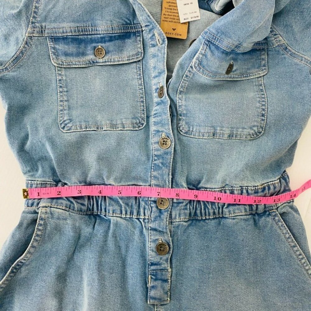 Roxy BNWT Blue Denim Playsuit Jumpsuit Women's Size XS RRP $119.99 - Picture 7 of 9